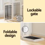 i.Pet Dog Playpen Enclosure 6 Panel Pet Fence Wooden Play Pen - Image 6