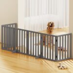 i.Pet Dog Playpen Enclosure 6 Panel Pet Fence Wooden Play Pen - Image 7