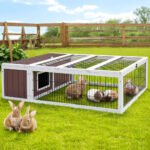 i.Pet Rabbit Hutch 124cm x 90cm x 35cm Chicken Coop Large Outdoor Wooden Run Cage House