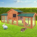 i.Pet Chicken Coop Rabbit Hutch 220cm x 44cm x 84cm Large Chicken Coop Run Wooden Outdoor Cage House