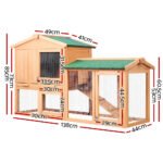 i.Pet Chicken Coop Rabbit Hutch 138cm x 44cm x 85cm Large Chicken Coop House Run Cage Wooden Outdoor - Image 2