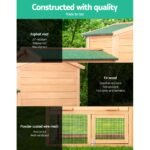 i.Pet Chicken Coop Rabbit Hutch 138cm x 44cm x 85cm Large Chicken Coop House Run Cage Wooden Outdoor - Image 4