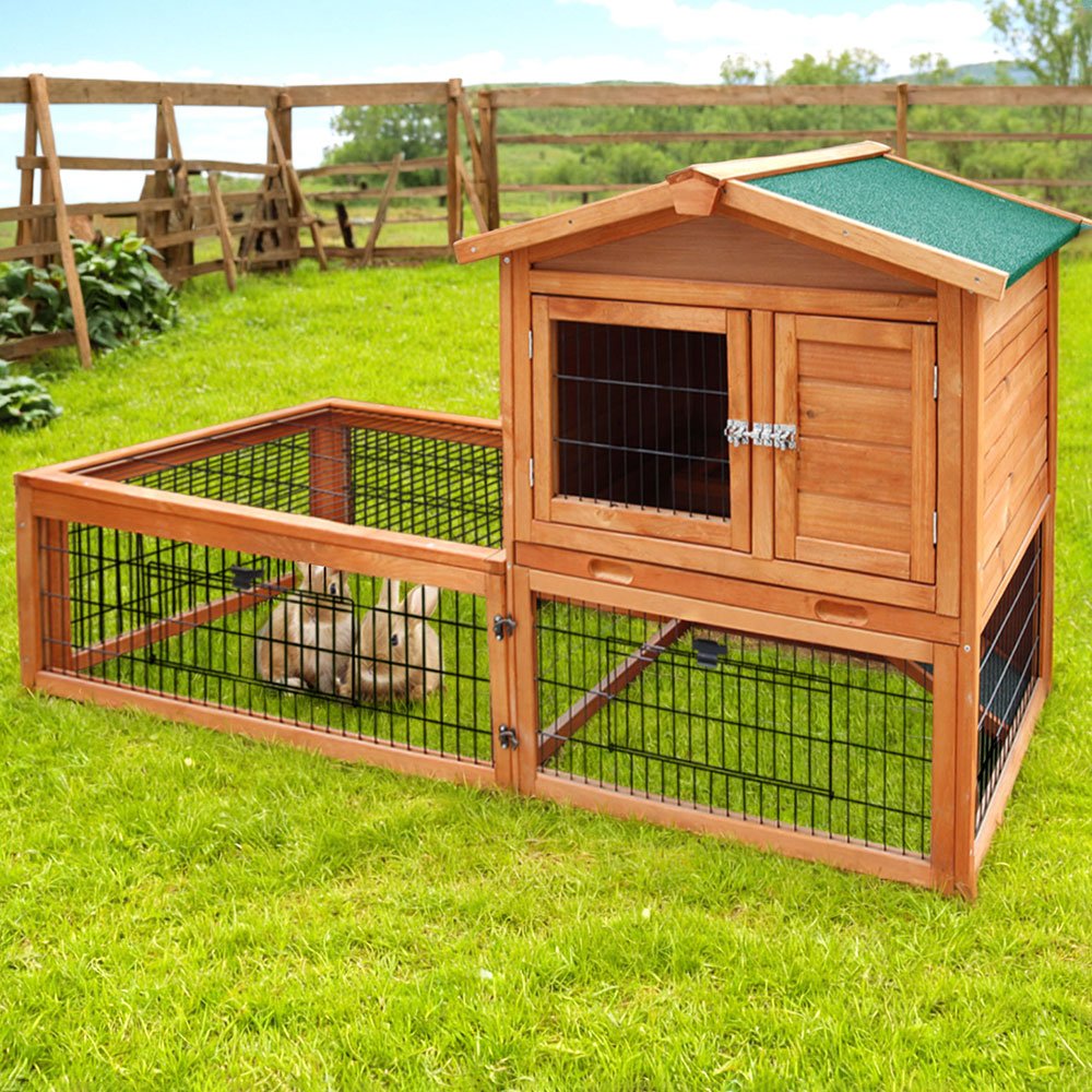 PET-GT-WOOD-R1420-4842-07.jpg i.Pet Chicken Coop Rabbit Hutch 155cm x 49cm x 90cm Large Chicken Coop Wooden Run Cage House Outdoor - Image 1