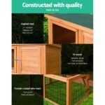 i.Pet Chicken Coop Rabbit Hutch 96cm x 96cm x 100cm Large Chicken Coop Run Wooden Cage Outdoor House - Image 4