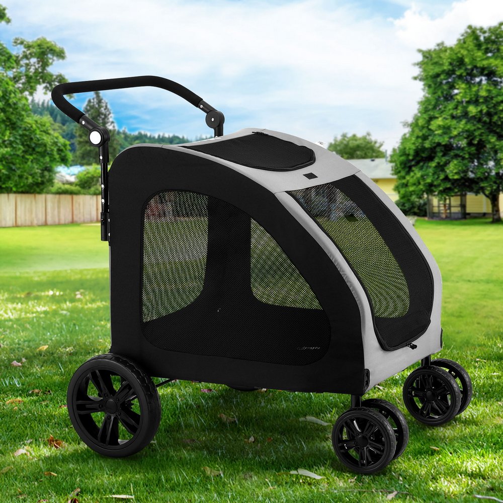 PET-STROLLER-112-BW-202508191246-00.jpg i.Pet Pet Stroller Dog Pram Large Carrier Cat Travel Foldable Strollers 4 Wheels Trolley - Image 1