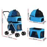 i.Pet Pet Stroller Dog Pram Large Cat Carrier Travel Foldable 4 Wheels Double - Image 2
