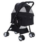 i.Pet Pet Stroller Dog Pram Cat Carrier Travel Large Pushchair Foldable 4 Wheels Black - Image 3