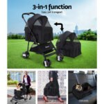 i.Pet Pet Stroller Dog Pram Cat Carrier Travel Large Pushchair Foldable 4 Wheels Black - Image 4