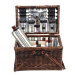 Alfresco 4 Person Picnic Basket Set Deluxe Folding Outdoor Insulated Liquor bag - Image 3