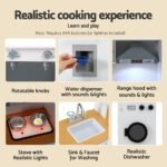 Keezi Kids Kitchen Playset 2-Piece Wooden Pretend Play Coffee Maker Toy 80CM White - Image 5