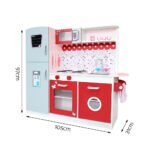 Keezi Kids Kitchen Play Set Wooden Pretend Toys Cooking Children Fridge Oven Red - Image 2
