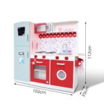 Keezi Kids Kitchen Play Set Wooden Pretend Toys Cooking Children Fridge Oven Red - Image 7