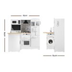 Keezi Kids Kitchen Play Set Wooden Pretend Toys Cooking Children Fridge White - Image 2