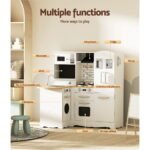 Keezi Kids Kitchen Play Set Wooden Pretend Toys Cooking Children Fridge White - Image 5