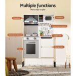 Keezi Kids Kitchen Play Set Wooden Pretend Toys Cooking Children Cookware Sink - Image 5