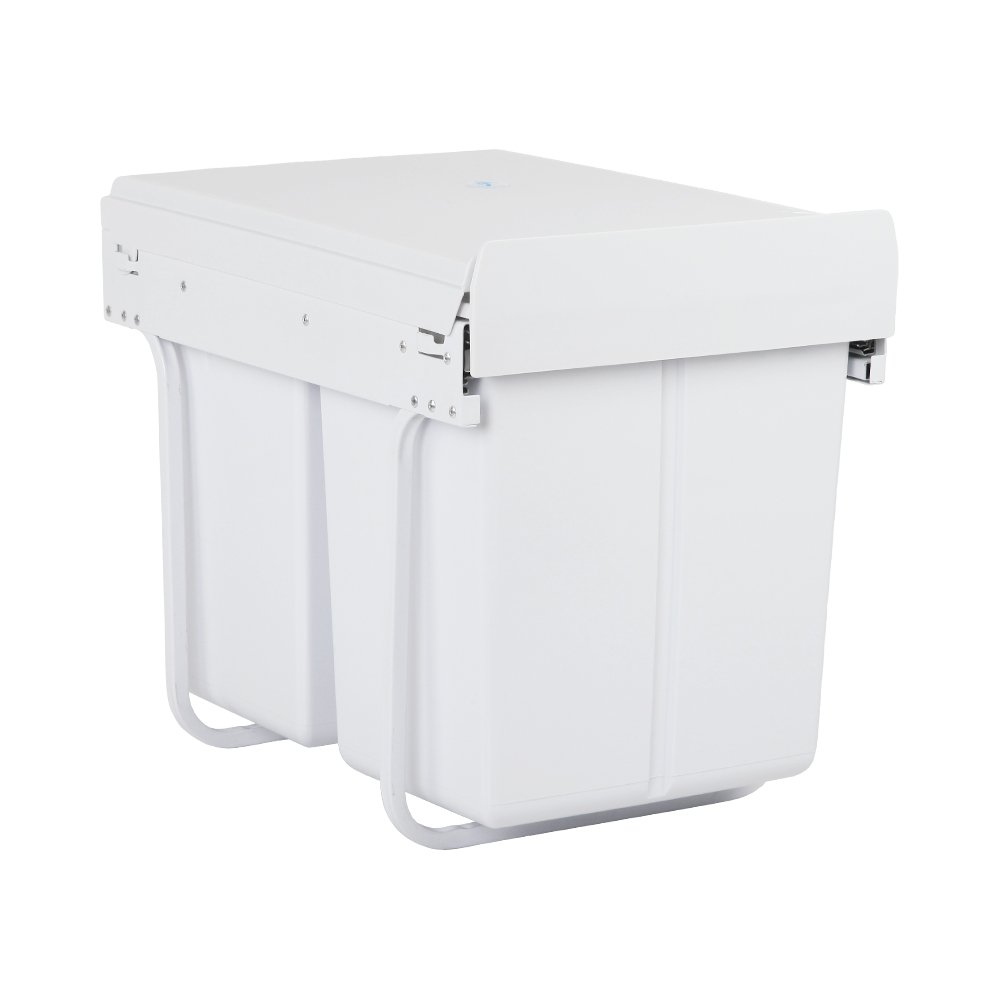 POT-BIN-20L-SET-WH-00.jpg Cefito Pull Out Bin Kitchen Double Basket 2X20L White - Image 1