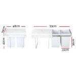Cefito Pull Out Bin Kitchen Double Basket 2X20L White - Image 2