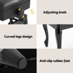 Alpha Piano Bench Stool Adjustable Height Keyboard Seat - Image 6
