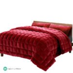 Giselle Bedding Faux Mink Quilt Burgundy Super King - Image 2