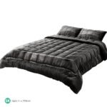 Giselle Bedding Faux Mink Quilt Charcoal Super King - Image 2