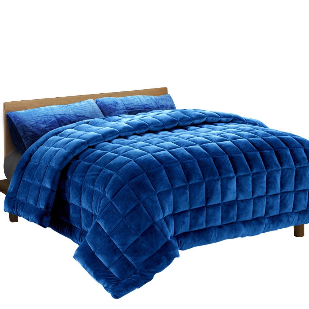 QUILT-FM-TEAL-K-17758-00.jpg Giselle Bedding Faux Mink Quilt Blue King - Image 1
