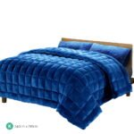 Giselle Bedding Faux Mink Quilt Blue King - Image 2