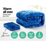 Giselle Bedding Faux Mink Quilt Blue King - Image 3