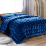 Giselle Bedding Faux Mink Quilt Blue King - Image 7