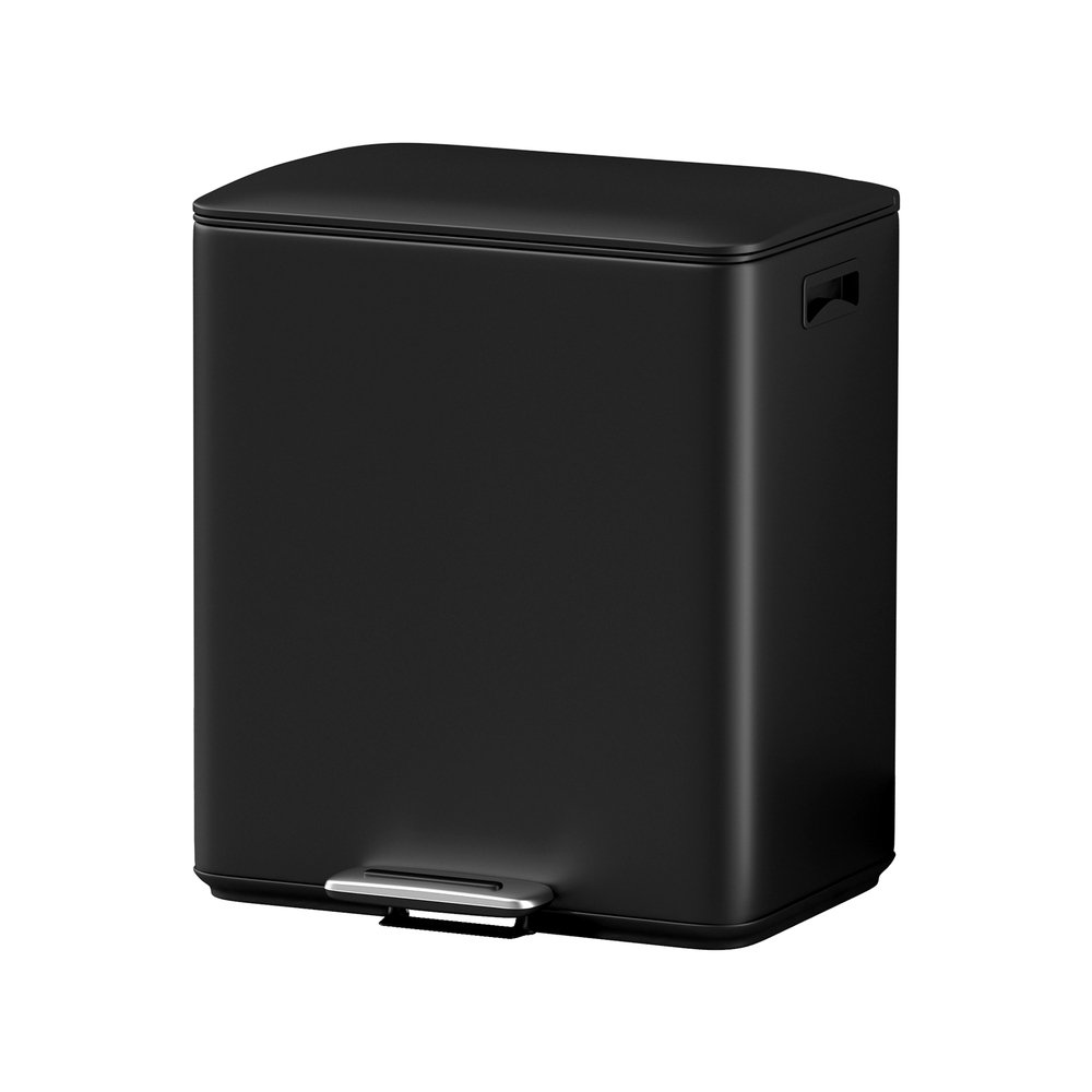 RB-40L-2C-BK-159071-00.jpg Cefito Pedal Bins Rubbish Bin Dual Compartment Waste Recycle Dustbins 40L Black - Image 1