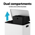 Cefito Pedal Bins Rubbish Bin Dual Compartment Waste Recycle Dustbins 40L White - Image 4