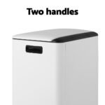 Cefito Pedal Bins Rubbish Bin Dual Compartment Waste Recycle Dustbins 40L White - Image 5