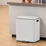 Cefito Pedal Bins Rubbish Bin Dual Compartment Waste Recycle Dustbins 40L White - Image 7