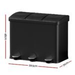 Cefito Pedal Bins Rubbish Bin Triple Compartments Waste Recycle Dustbins 45L - Image 2