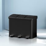 Cefito Pedal Bins Rubbish Bin Triple Compartments Waste Recycle Dustbins 45L - Image 7