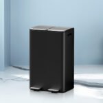Cefito Pedal Bins Rubbish Bin Dual Compartment Waste Recycle Dustbins 60L Black - Image 7