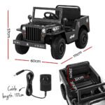 Rigo Kids Electric Ride On Car Jeep Military Off Road Toy Cars Remote 12V Black - Image 2