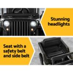 Rigo Kids Electric Ride On Car Jeep Military Off Road Toy Cars Remote 12V Black - Image 5