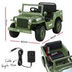 Rigo Kids Electric Ride On Car Jeep Military Off Road Toy Cars Remote 12V Olive - Image 2