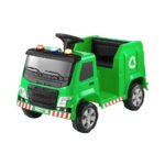 Rigo Kids Ride On Car Garbage Truck Police Light 12V Electric Toys Cars Green - Image 7