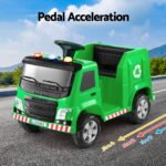 Rigo Kids Ride On Car Garbage Truck Police Light 12V Electric Toys Cars Green - Image 6
