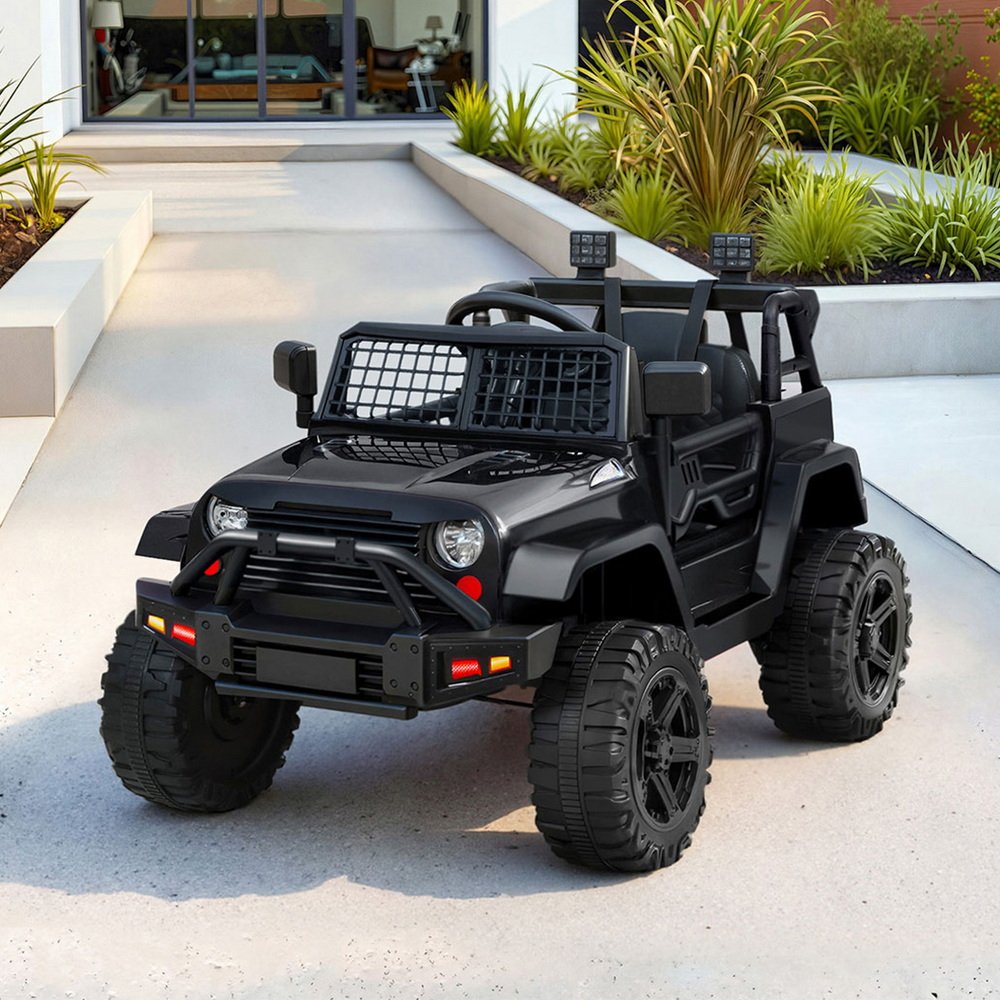 RCAR-JEP-4WS-BK-202512021557-00.jpg Rigo Kids Electric Ride On Car Jeep Toy Cars Remote 12V Black - Image 1
