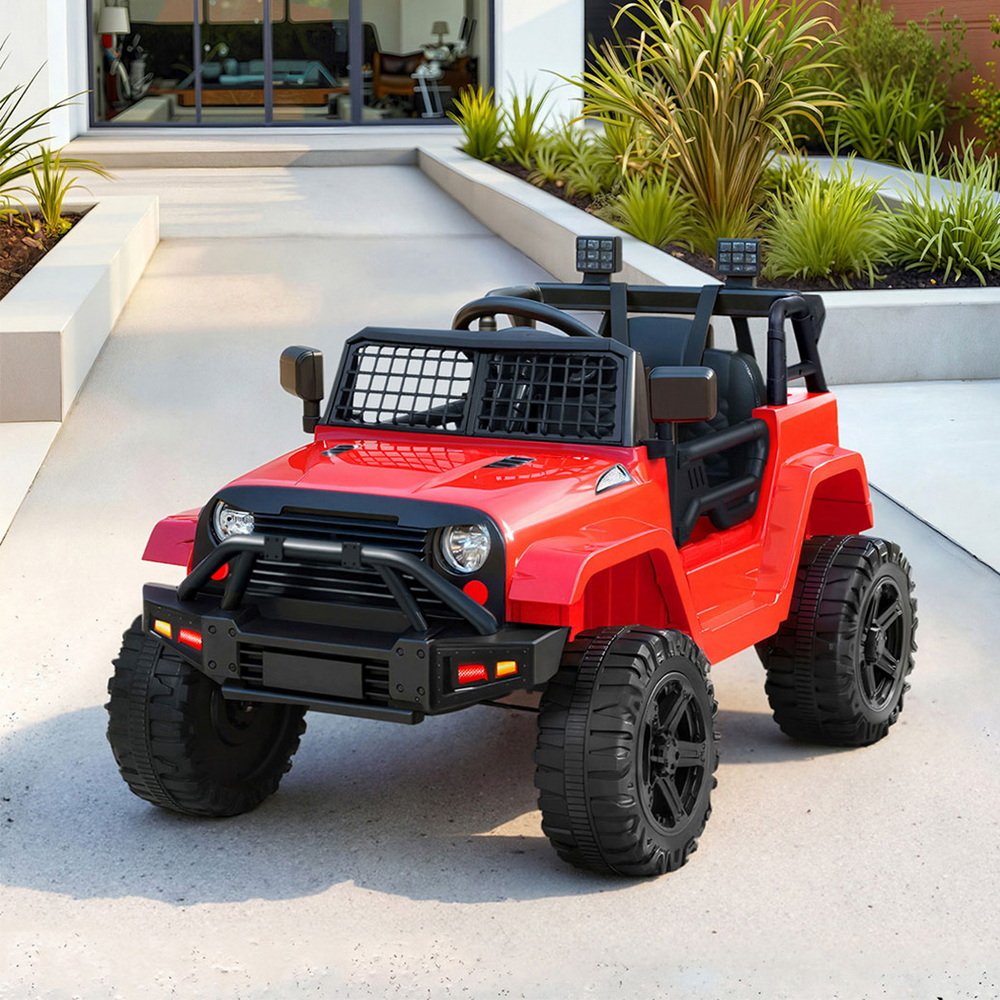 RCAR-JEP-4WS-RD-202512021557-00.jpg Rigo Kids Electric Ride On Car Jeep Toy Cars Remote 12V Red - Image 1
