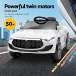 Rigo Kids Electric Ride On Car Cars Music Headlight Remote Control 12V White - Image 4