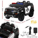 Electric Ride On Car Rigo Kids Patrol Police Ride On Cars Horn Music Remote Black - Image 2