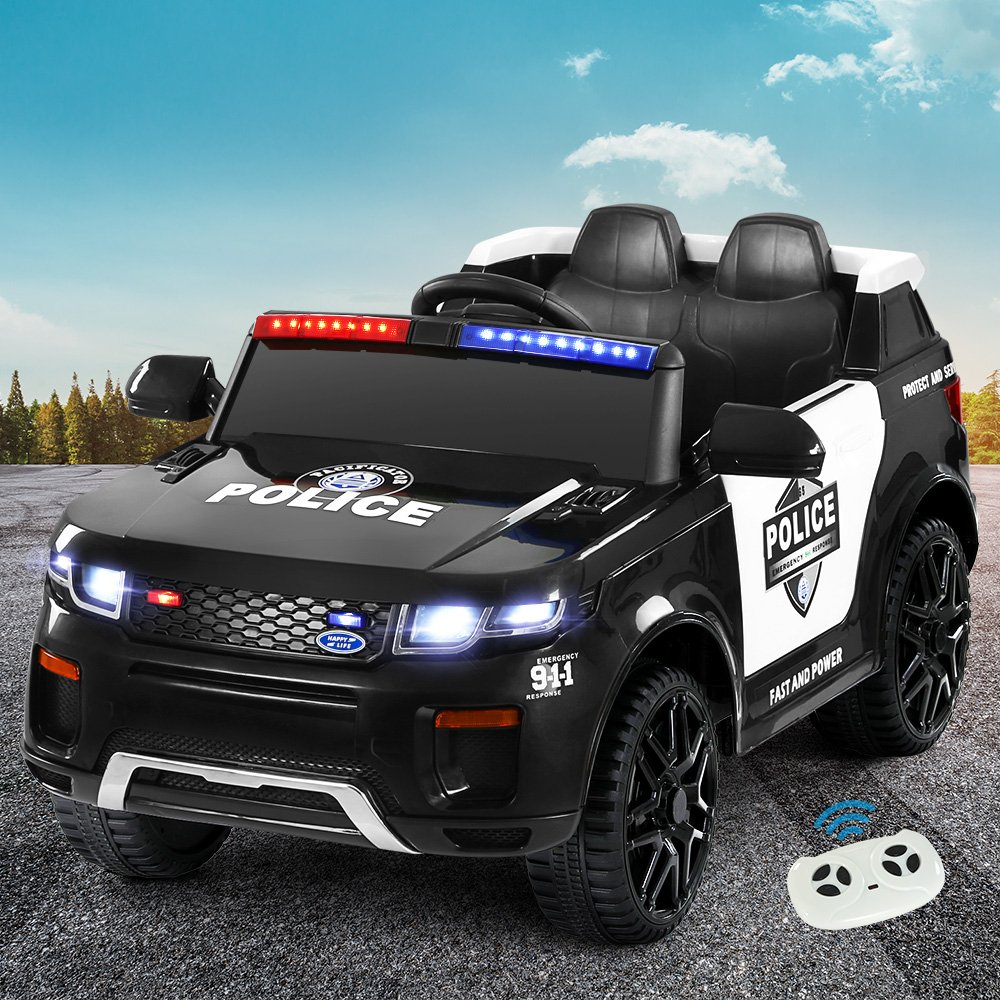 RCAR-POLICE-RGROVER-N-BK-59984-06.jpg Electric Ride On Car Rigo Kids Patrol Police Ride On Cars Horn Music Remote Black - Image 1