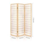 Artiss 3 Panel Room Divider Screen 131x179cm Natural - Image 2