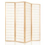 Artiss 4 Panel Room Divider Screen 174x179cm Natural - Image 3