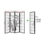 Artiss 4 Panel Room Divider Screen 174x179cm Bamboo Black White - Image 2