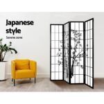 Artiss 4 Panel Room Divider Screen 174x179cm Bamboo Black White - Image 5