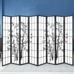 Artiss 8 Panel Room Divider Screen 348x179cm Bamboo Black White - Image 7
